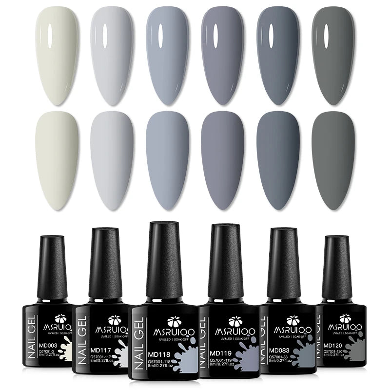 6pc All-Season Colors Gel Nail Polish Set UV LED Soak Off Nail Art Supplies Semi Permanent DIY Manicure Salon Nails Design