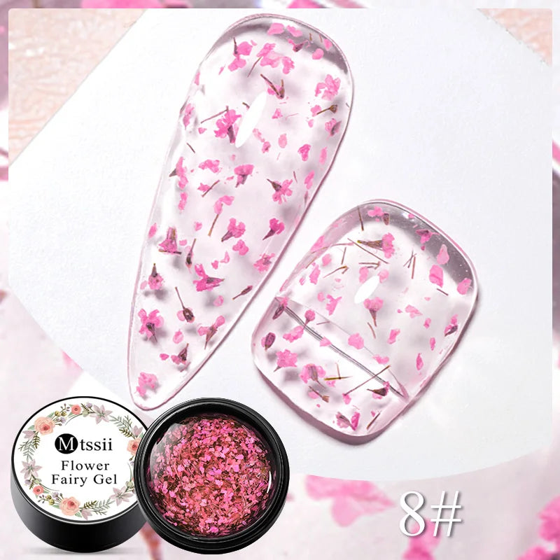 5ml Mtssii Dried Flower Gel Nail Polish Natural Flower Fairy Series Semi Permanent Soak Off UV Nail Art Varnish Manicure Design