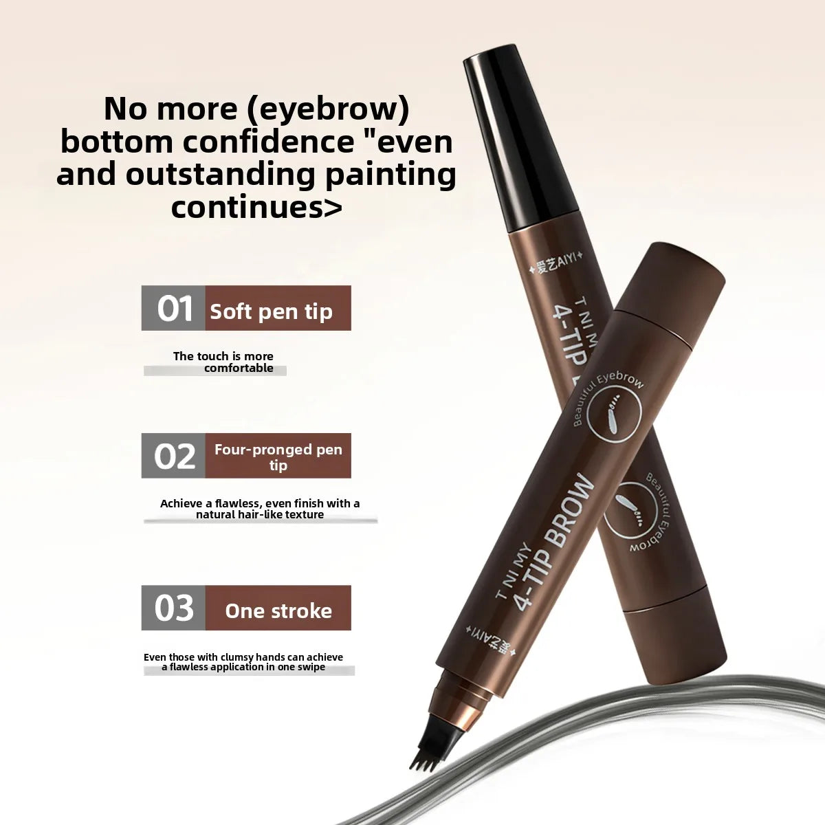AIYI 4-Prong Eyebrow Pencil Waterproof Microblading Long Lasting Natural Smudge Proof Brow Pen