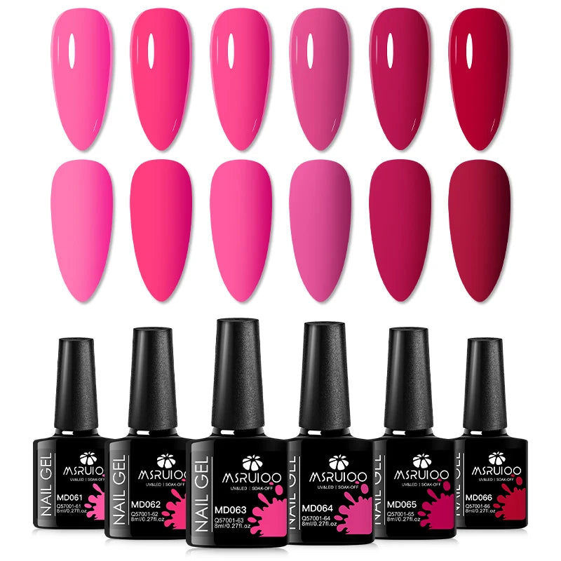 6pc All-Season Colors Gel Nail Polish Set UV LED Soak Off Nail Art Supplies Semi Permanent DIY Manicure Salon Nails Design