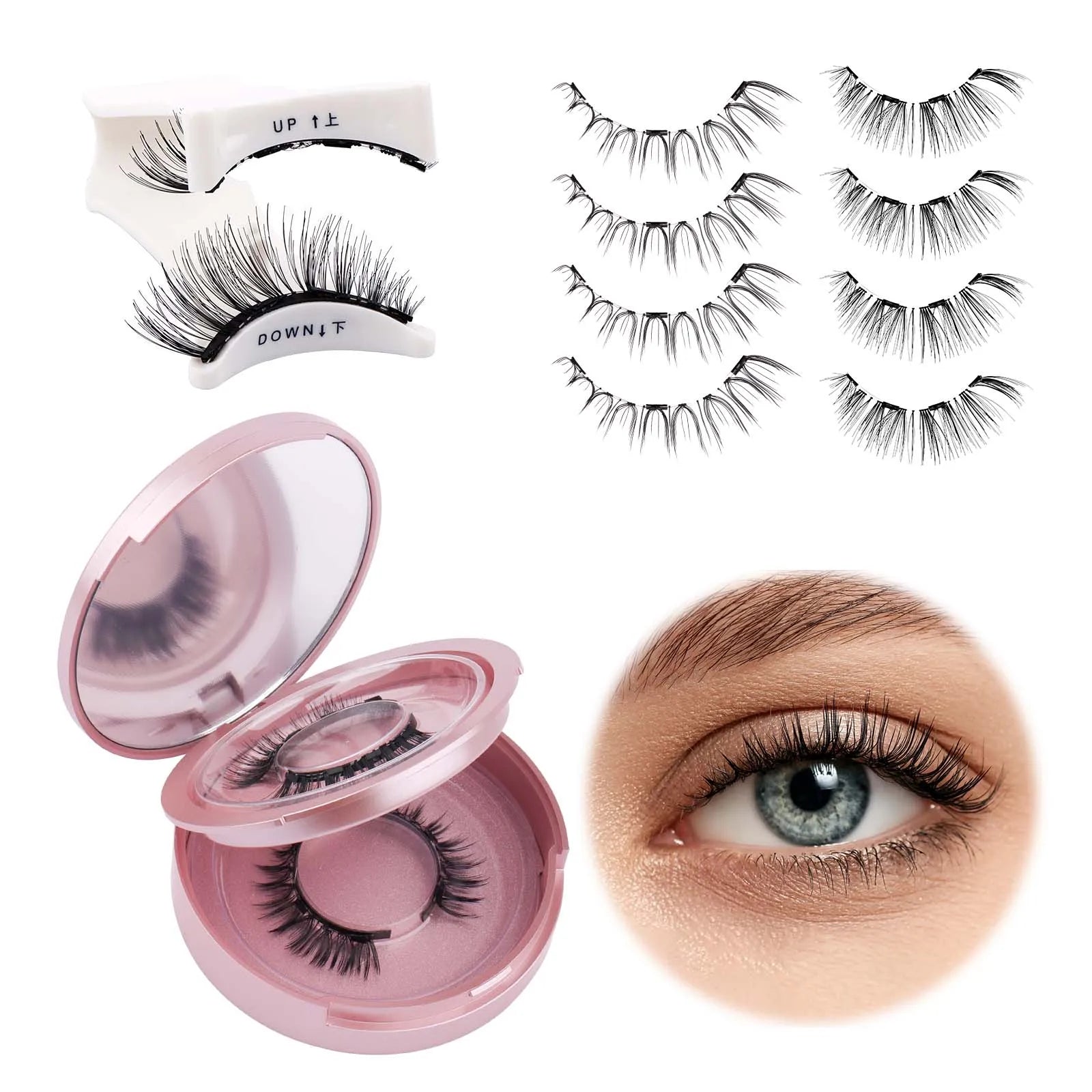 GEMERRY Magnetic Eyelashes with Applicator Natural Look Reusable Soft Strip False Lashes No Glue Makeup Kit Easy to Wear  Remove