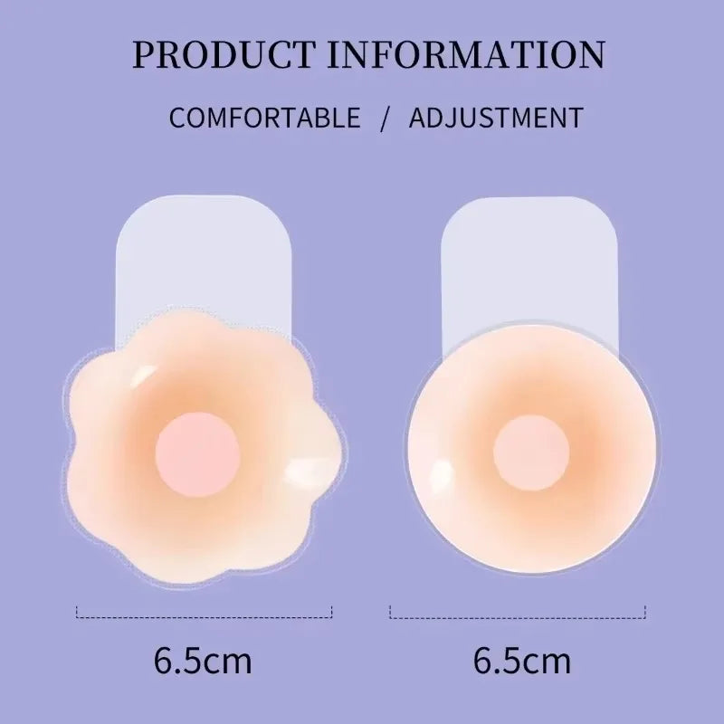 1Pairs Silicone Nipple Cover Lift Up Bra Sticker Adhesive Invisible Bras Chest Patch for Women Reusable Chest Breast Petals Pads