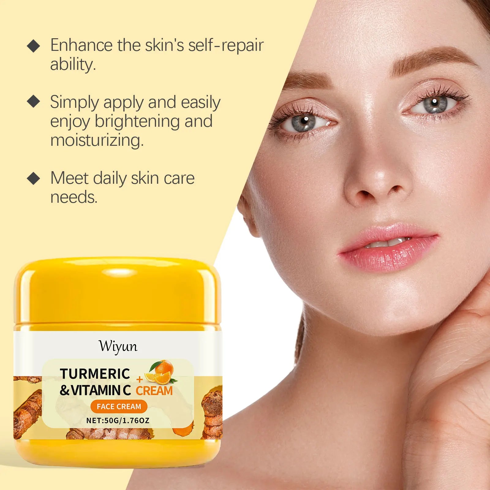 Turmeric Brightening Cream Fade Dark Spots Remove Pigmentation Smooth Fine Lines Lightening Lifting Moisturizing VC Facial Cream