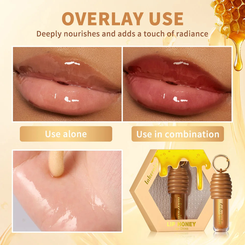Lip Honey Lip Oil Lip Plumper Hydration Long Lasting Moisturizing Smooth Nourishing Non Sticky Bag Clip Ring Cosmetics Lip Balm