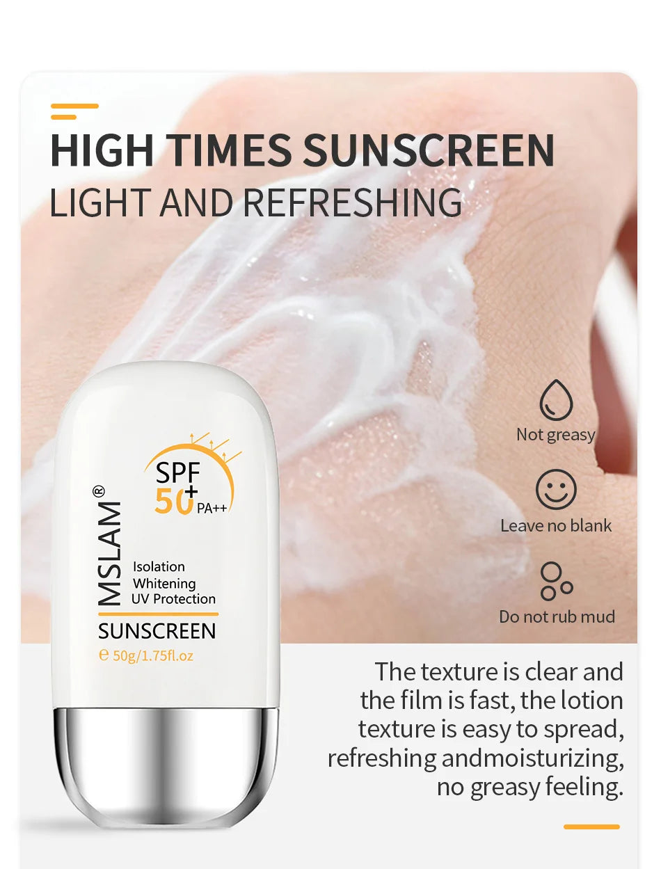 MSLAM Whitening Sun Cream Facial Body Sunscreen Sunblock Skin Protective Cream Anti-Aging Oil-control Moisturizing SPF 50
