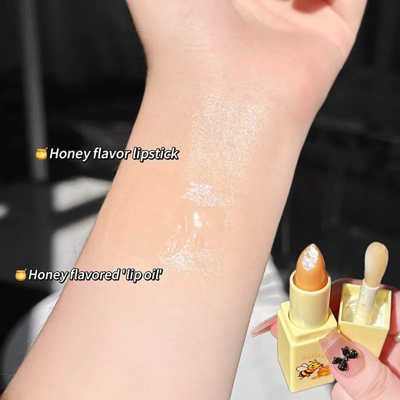 Honey Coconut Hydrating Lip Balm and Lip Oil Set Gege Bear Light Moisturizing Soothing and Tender Lips for Winter Use