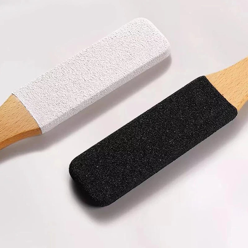 360° Natural Pumice Stone Exfoliator Professional Pedicure Tool For Callus Removal Dead Skin Foot Scrubb Bamboo Handle Foot File