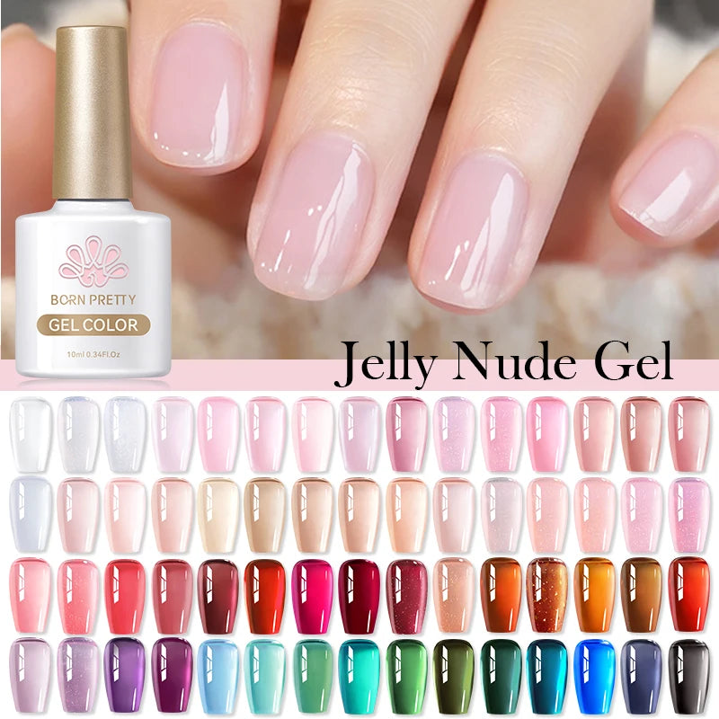 BORN PRETTY 10ml Translucent Color Gel Polish Jelly Nude Autumn Jelly Amber Semi Permanent UV Gel Nail Art Soak Off Gel Varnish