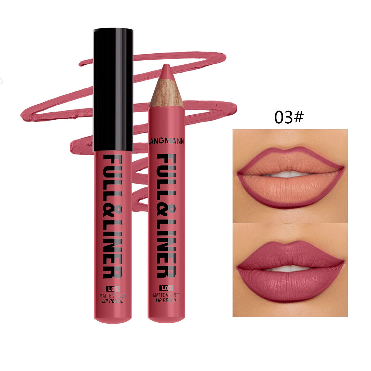 Matte Lip Liner, Lipstick, Wooden Pen Can Be Cut, Lip Liner Lasts for A Long Time,Does Not Stick To The Cup,Does Not Fade