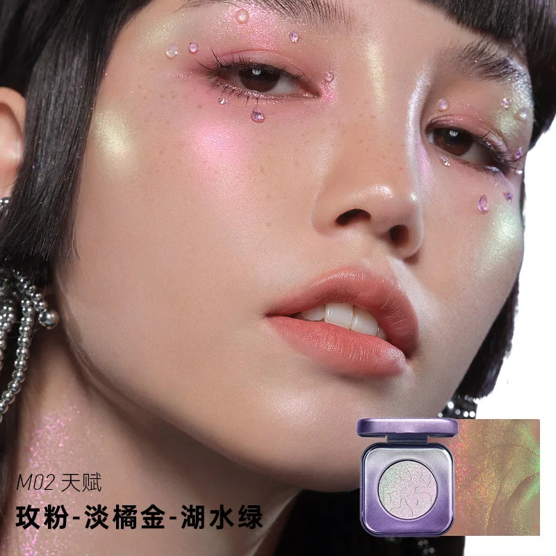 Kaleidos Space Age Prophecy Highlighter Chrome Glitter Palette Face Makeup Chameleon Diamond Powder Brightening Eye