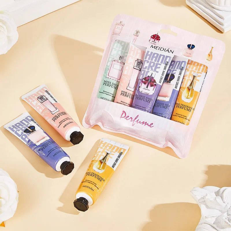 Meidian 5-Piece Fruit Fragrance Hand Cream Set – Moisturizing & Hydrating Hand Care for Dry Skin, Helps Keep Hands Soft, Smooth & Nourished