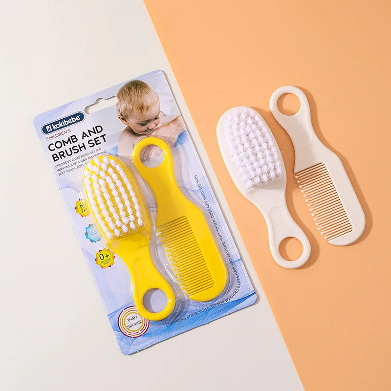 Newborn Safe Comb Brush Set: Gentle Grooming Kit for Baby Head Care, Anti-Cradle Cap with Massage Function, Bristles for Infants