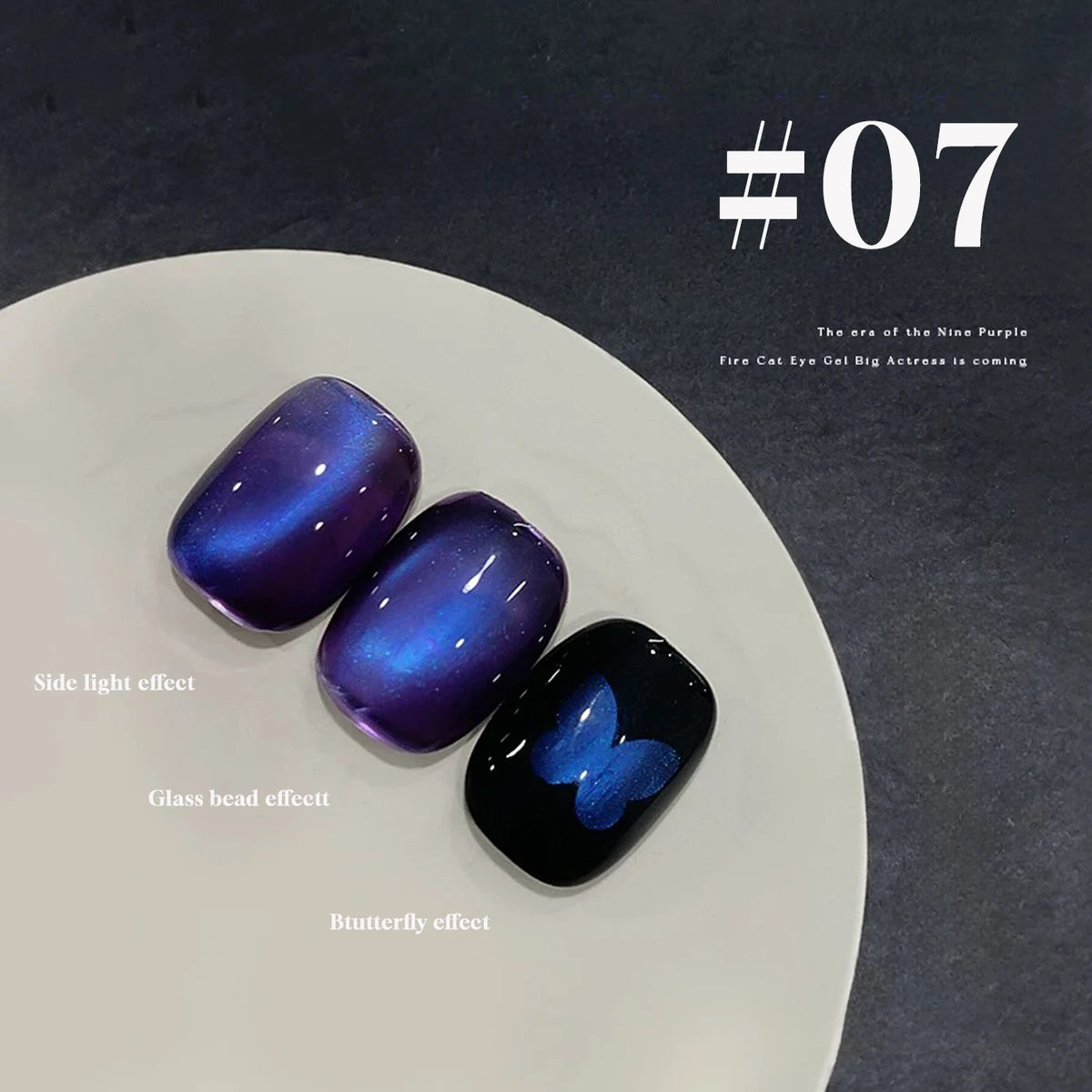MIANEL 10ML Water-gloss Purple Cat Magnetic Gel Nail Polish 2026 New Clear Purple Glass Beads Cat Eye Nail Polish 1-6pcs