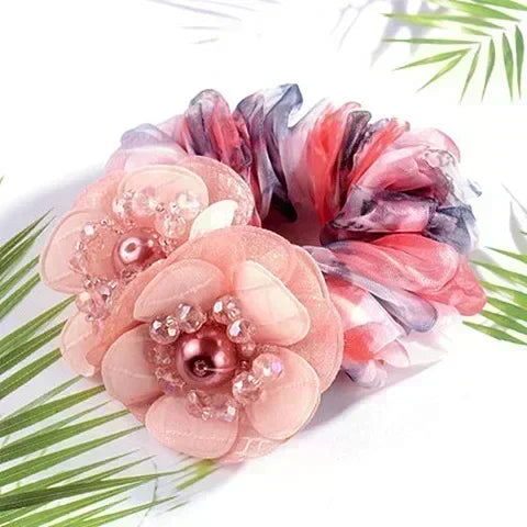 Women Lace Hair Scrunchies  Bow Hair Fantaisie Tie High Elasticity