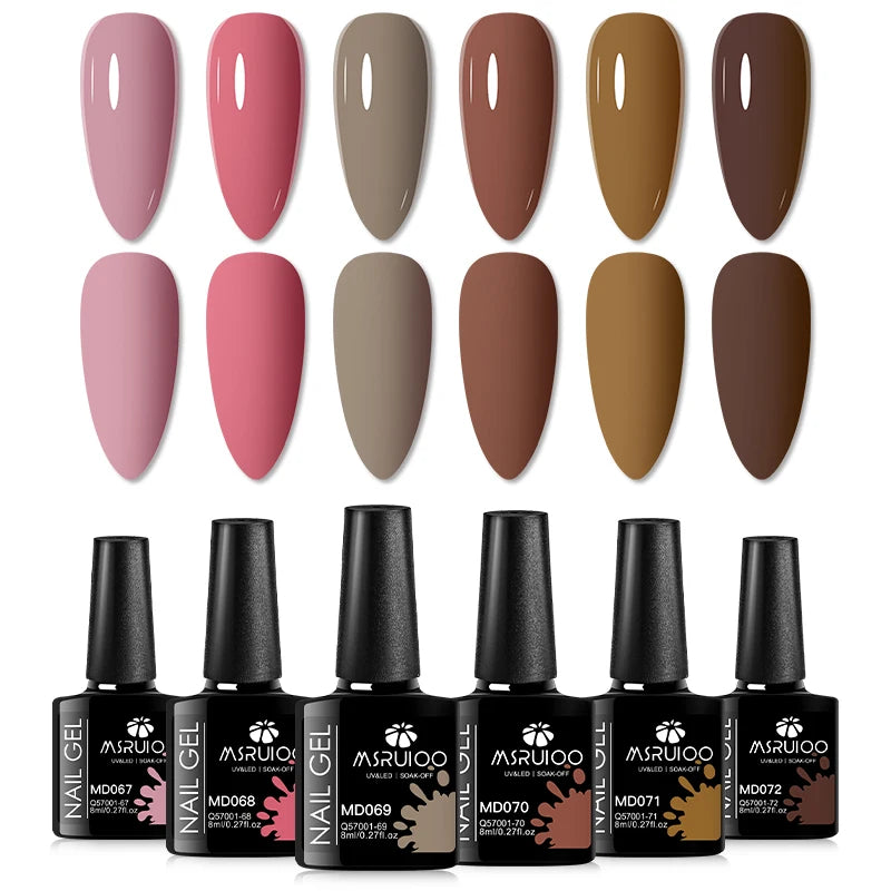 6pc All-Season Colors Gel Nail Polish Set UV LED Soak Off Nail Art Supplies Semi Permanent DIY Manicure Salon Nails Design