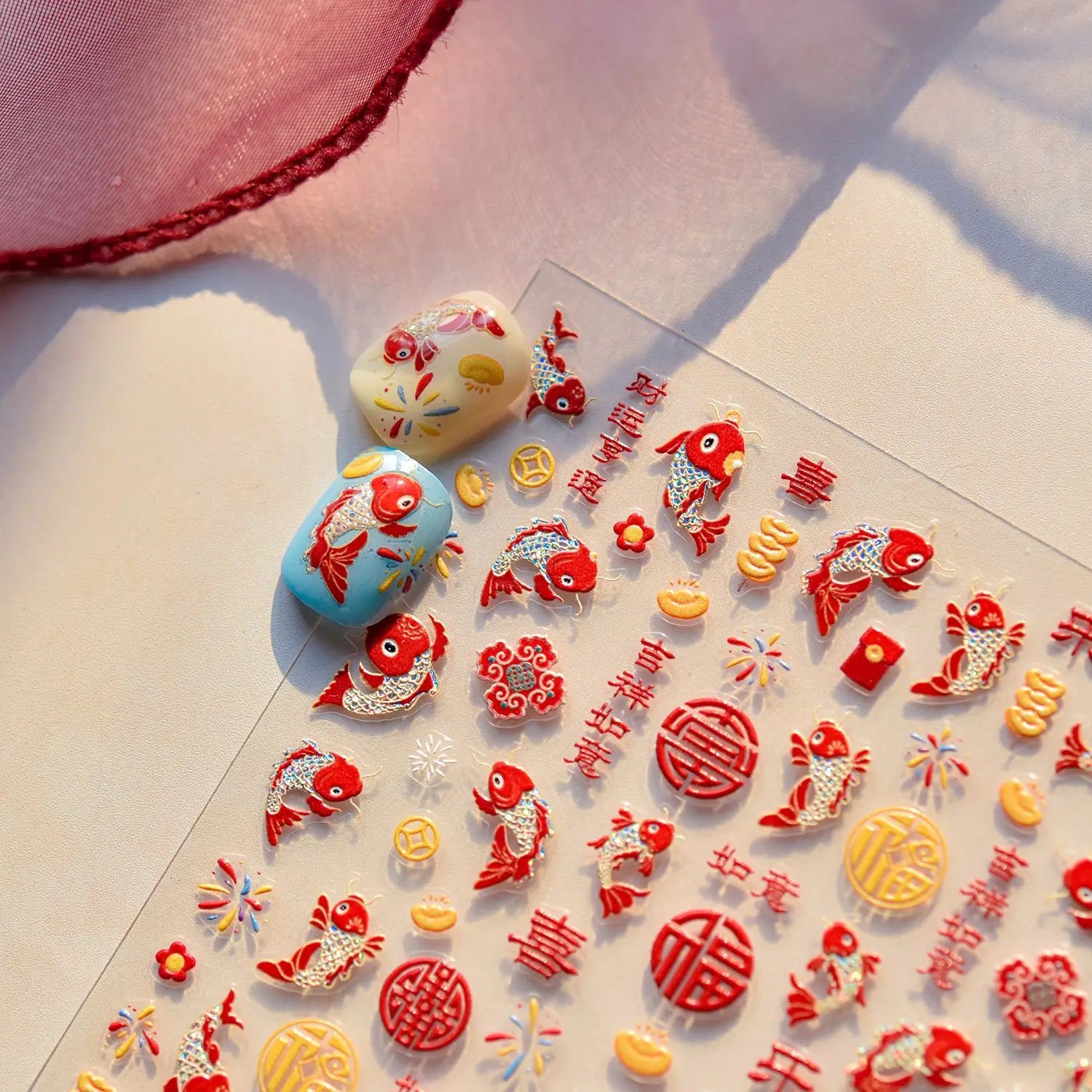 1pcs Japanese Cute Graffiti Lines Nail Art Stickers 5D Embossed Butterfly Rabbit Nail Art Accessory Stickers Self Adhesive Decal