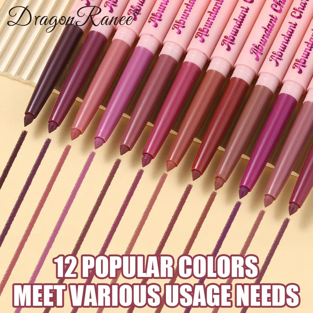 Long-Lasting Waterproof Matte Nude Lip Liner Lisptick Pen High Pigmentation Retractable Smooth Application Makeup Cosmetics