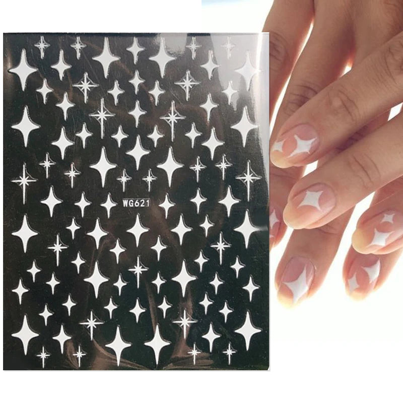 Shiny Gold Star Moon Sun Nail Stickers for Manicure Accessories Heart Feather Animals Printing Self Adhesive Nail Wrap