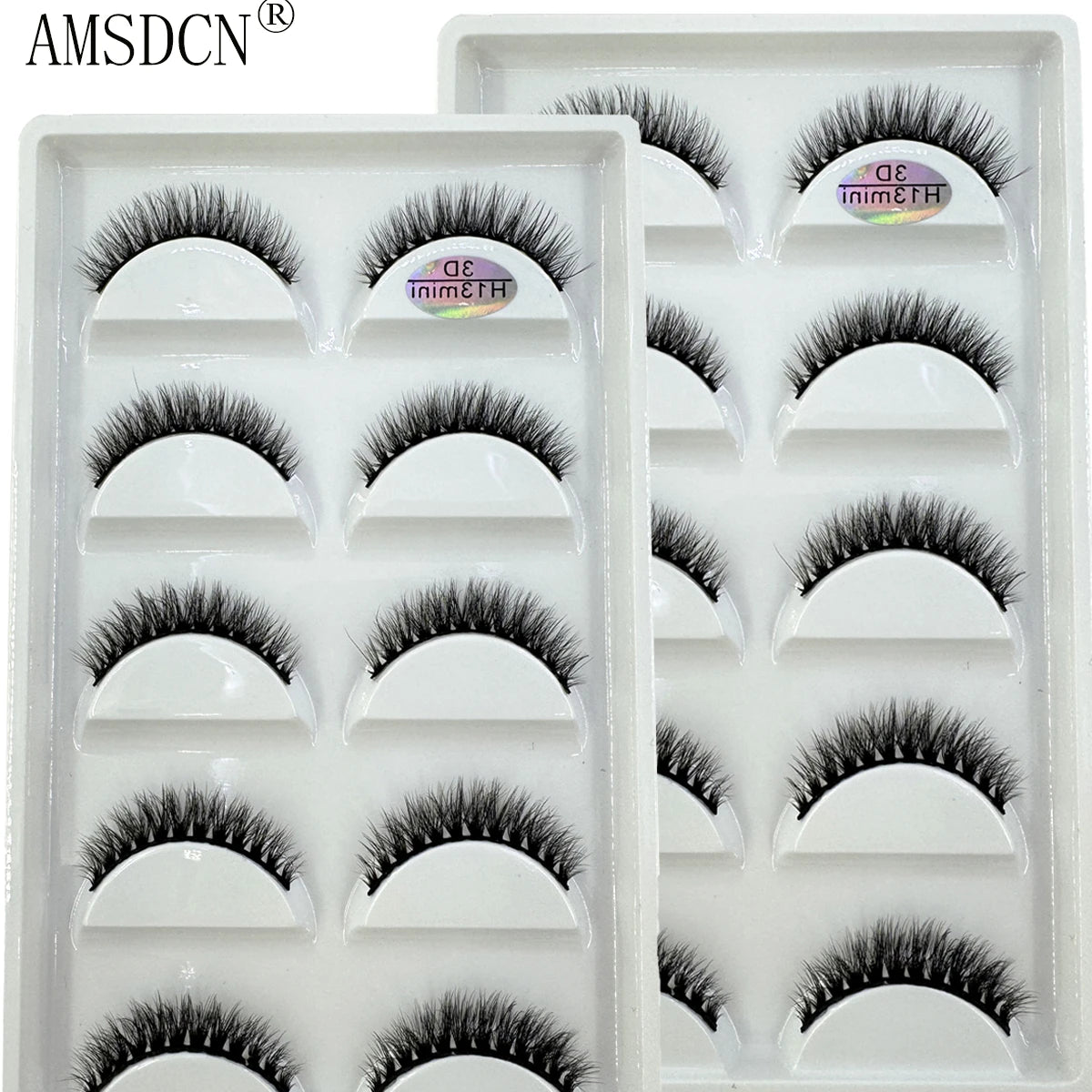AMSNCN NEW 5Pair 100% Real 3D Mink Lashes Soft Natural False Eyelashes Makeup Long Eye Lashes Eyelash Extension CiliosH13mini