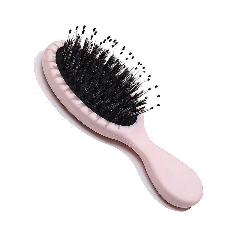 New Natural Boar Bristle Oval Hair Brush Comb Head Scalp Massage Comb Portable Horsehair Comb Fashion Styling Tool