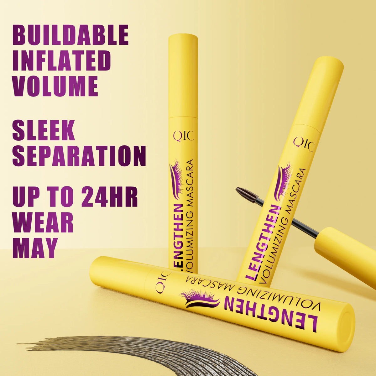 QIC 4D Black Mascara Brown Mascara Thickening, Lengthening, Curling, Waterproof Liquid Fiber Mascara.