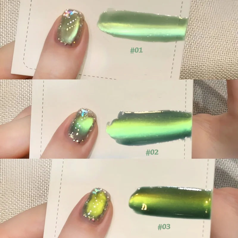 TC 10ML 2026 New Star Bamboo Cat Eye Nail Supplies Pavilion Strobe Green Glass Bead Cat Eye Magnetic Gel Polish Summer Nails