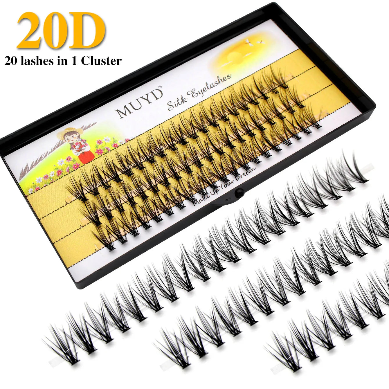 Super Bunch 20D/30D/40D/50D 60 Bundles Mink Eyelashes Extension Natural Volume Fake Lashes Individual Cluster Makeup Tools Cilia