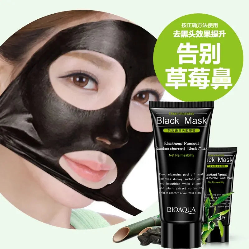 BIOAQUA Deep Cleansing Black Mask Bamboo Charcoal Anti-Acne Blackhead Remover Oil Control Skin Care Peal-Off Nose Mask