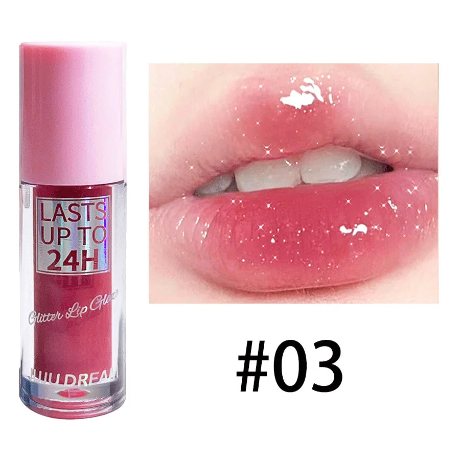 Flowing light Glitter Lip Glaze Long Lasting Lip Gloss Waterproof Liquid Lipstick Makeup Lip Oil Lip Tint Moisturizing