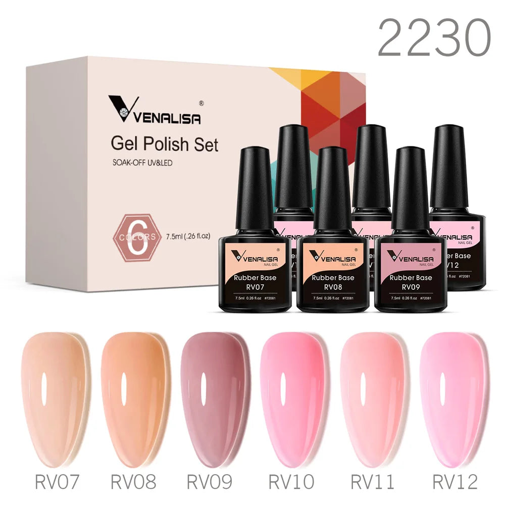 6pcs Venalisa Construction Gel Kit Stronger Jelly Color Reinforce Natural Nail Varnish Rubber Base Color Series Nude Collection