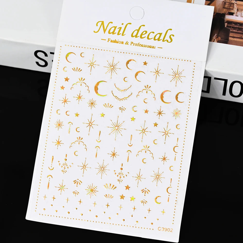 1pcs Star-Themed Nail Art Stickers 3D Self-Adhesive Plastic Decals With Glitter Finish Anime Rectangle Shape Ideal For DIY Nails