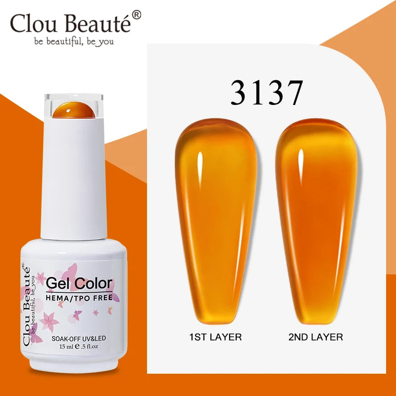 Clou Beaute Semi-transparent Jelly Color UV Gel Manicure Gel Nail Nail Supplies For Professionals Semi-permanent Varnish 15ml