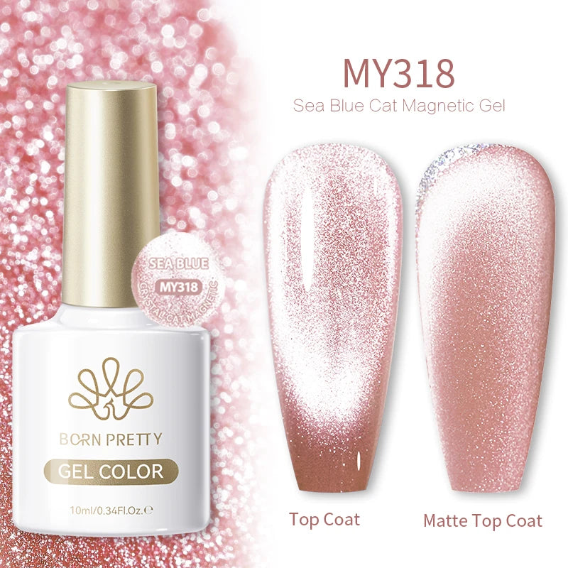 BORN PRETTY 10ml Dark Brown Red Glass Bead Cat Magnetic Gel Nail Polish Semi Permanent Soak Off UV LED Varnish Nail Art Salon