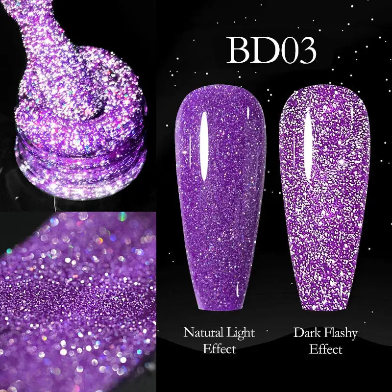 VENALISA Reflective Disco Glitter Full Coverage Super Diamond Sparkle Pigment Gel Nail Polish Soak off UV LED Nail Gel Varnish