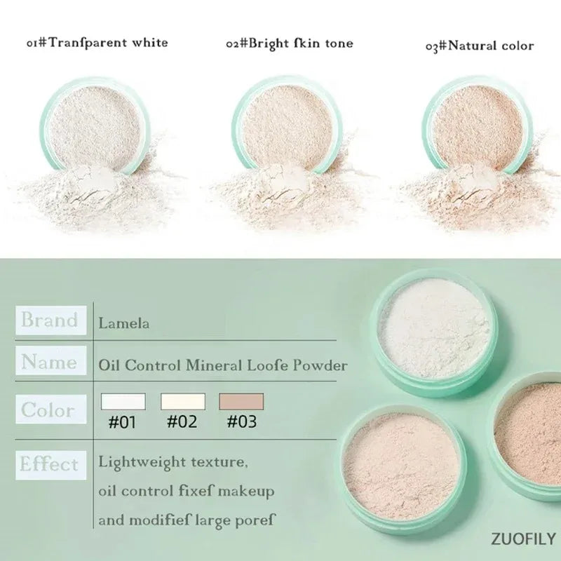 3 Colors Makeup Loose Powder Professional Oil-control Waterproof Natural Face Finishing Powder Long Lasting Matte Setting Powder