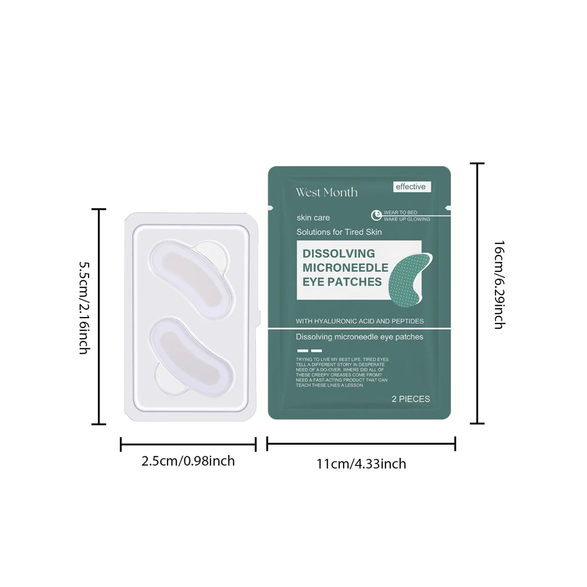 0.25mm Hyaluronic Acid Dissolving Microneedle Eye Patches Hydrogel Eye Mask for Wrinkles Dark Circles Puffiness Anti-Aging