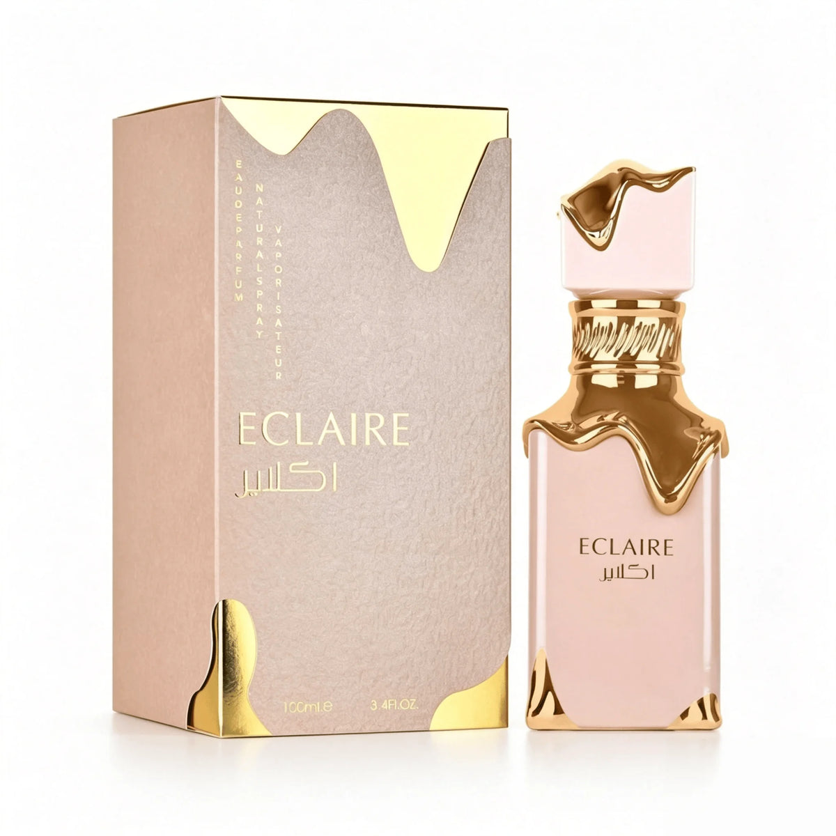 Lattsafa Eclaire Unisex Eau De Parfum Spray 3.40 Ounce 100ml Vanilla Caramel Sweet Floral Gourmand Scent Long‑Lasting Luxury Arabian Dubai Perfume Spray Ideal Scent for Dating Party Wedding Holiday Birthday Gift for Men & W