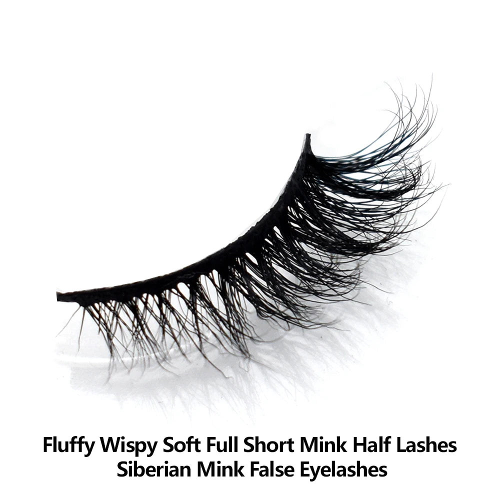 Half Lashes Short Mink Eyelashes Fluffy Soft False Eyelashes Wispy Cross Strip Eye Lashes Natural Mink Eyelash Extension Makeup