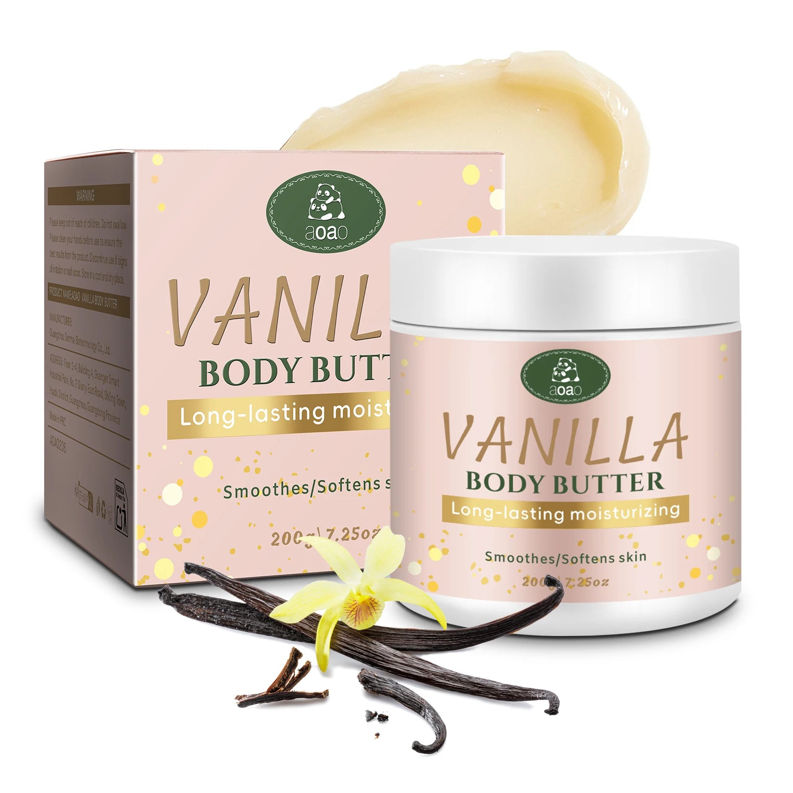 Vanilla Body Butter with Coconut and Shea Oil Nourishes Dry Skin, Moisturizing Cream for Deep Hydration.