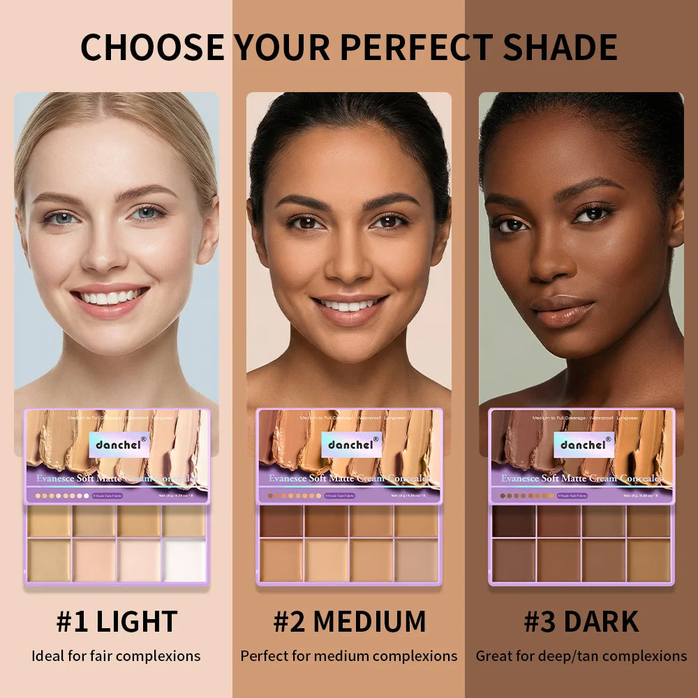 Cream Concealer Palette Full Coverage for Tattoos Scars & Dark Spots Cream Concealer Long-Wear Natural Flawless Soft Matte Makeu