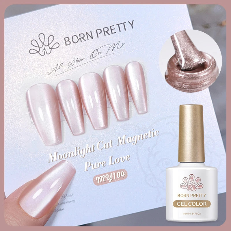 BORN PRETTY 10ml Rose Gold Cat Magnetic Gel Polish Pink Orange Soak Off UV LED Varnis Semi Permanent for Nail Art Design at Home