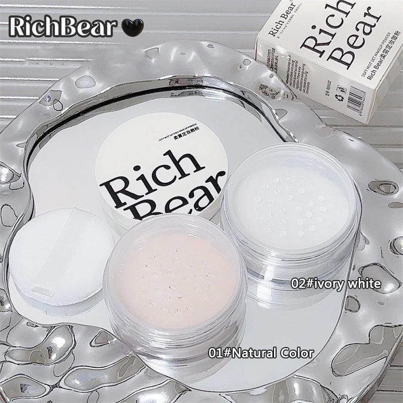 White Face Loose Powder Waterproof Oil Control Matte Natural White Transparent Setting Loose Powder Korean Makeup Brighten Face