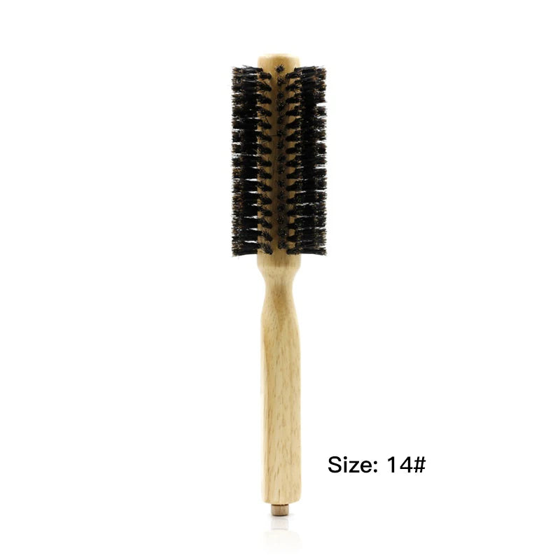 6 Sizes Wood Handle Boar Bristles Round Brush Removable Tail Professional Barber Salon Hairdressing Hair Brush Hair Round Comb