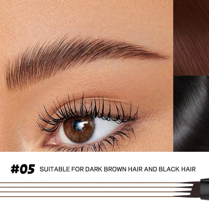 Liquid four-pronged eyebrow pencil, extremely fine, long-lasting, waterproof, sweatproof, high color intensity, perfect gift