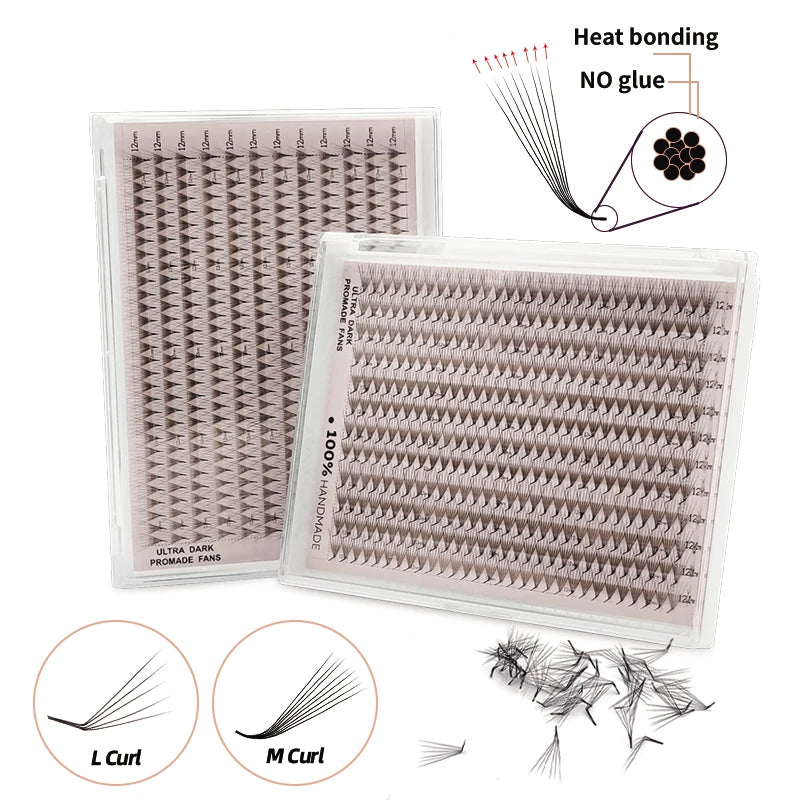 360/600 Bouquet Eyelashes L Curl M Curl Premade Volume Fans XL Tray Pre Made Pointy Base Lash Fans Prefacts Eyelash Extensions