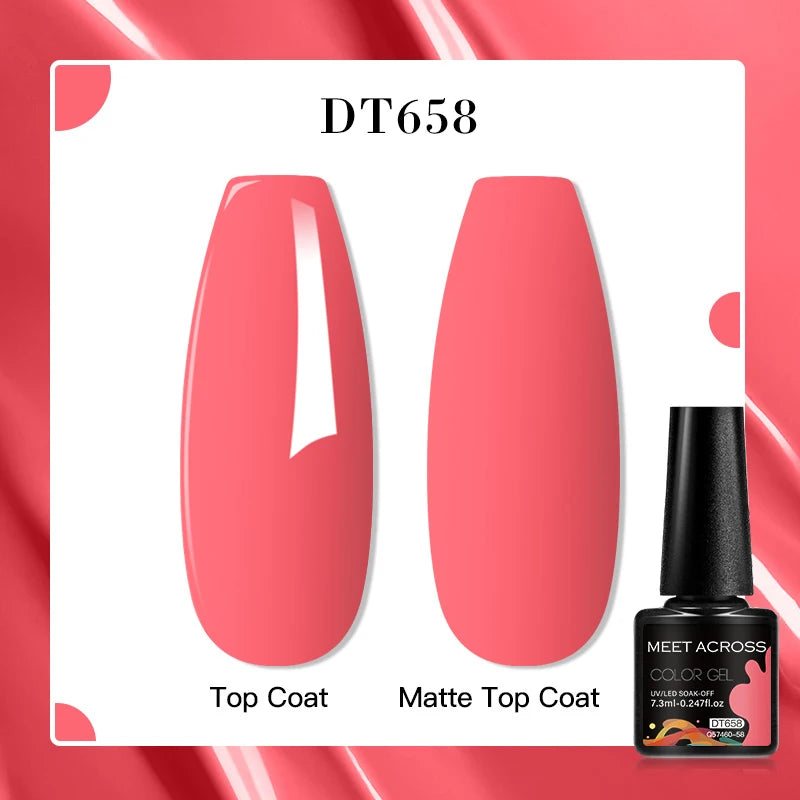 MEET ACROSS 7ml Red Blue Green Metallic Gel Nail Polish Super Bright Mirror Effect Semi Permanent LED UV Gel Nail Art Varnish