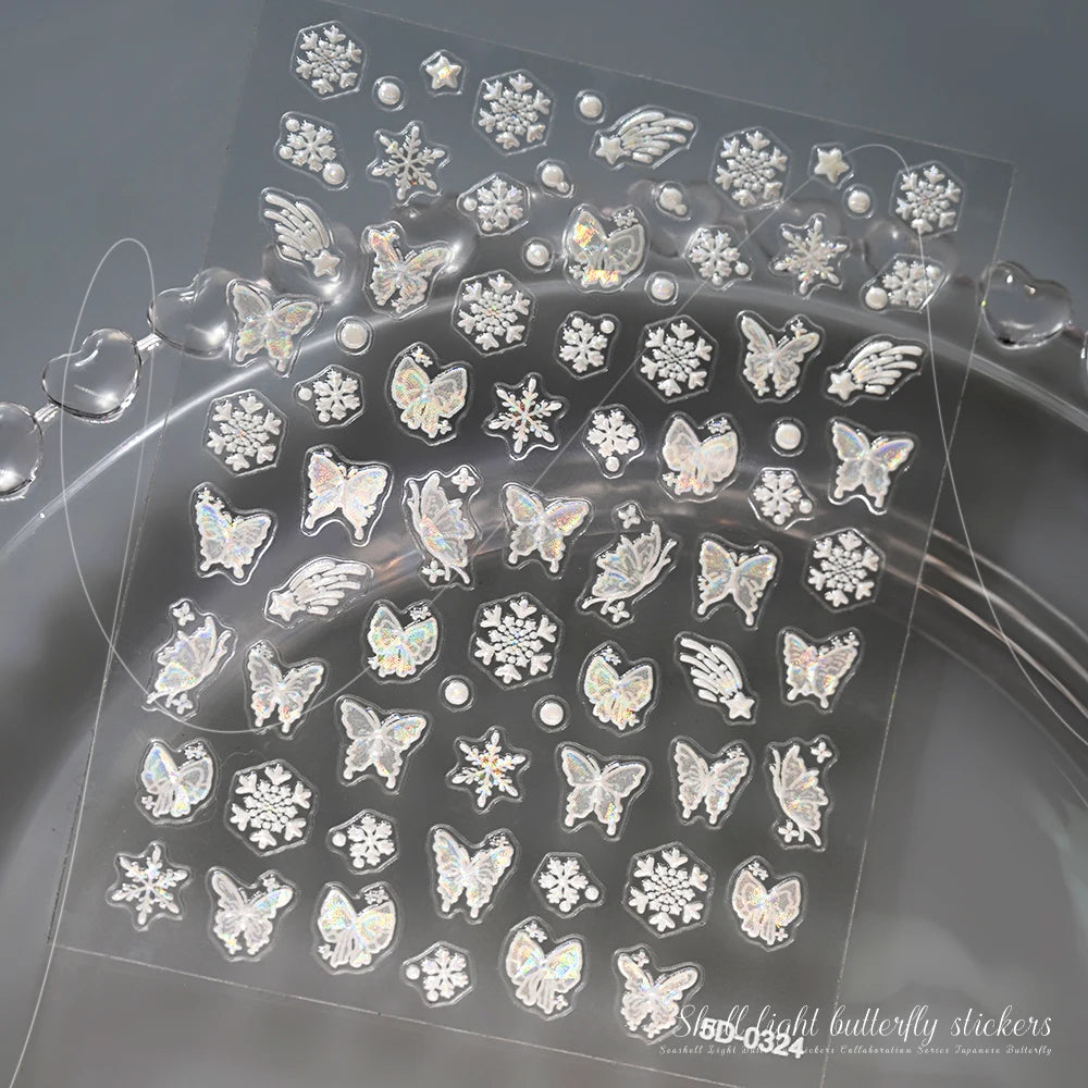 5D Lovely Panda Animal Nail Stickers Bunny Korean Cartoon Relief Self Adhesive Nail Art Stickers Cute Pretty Smile Star Manicure