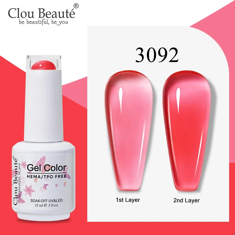 Clou Beaute Semi-transparent Jelly Color UV Gel Manicure Gel Nail Nail Supplies For Professionals Semi-permanent Varnish 15ml