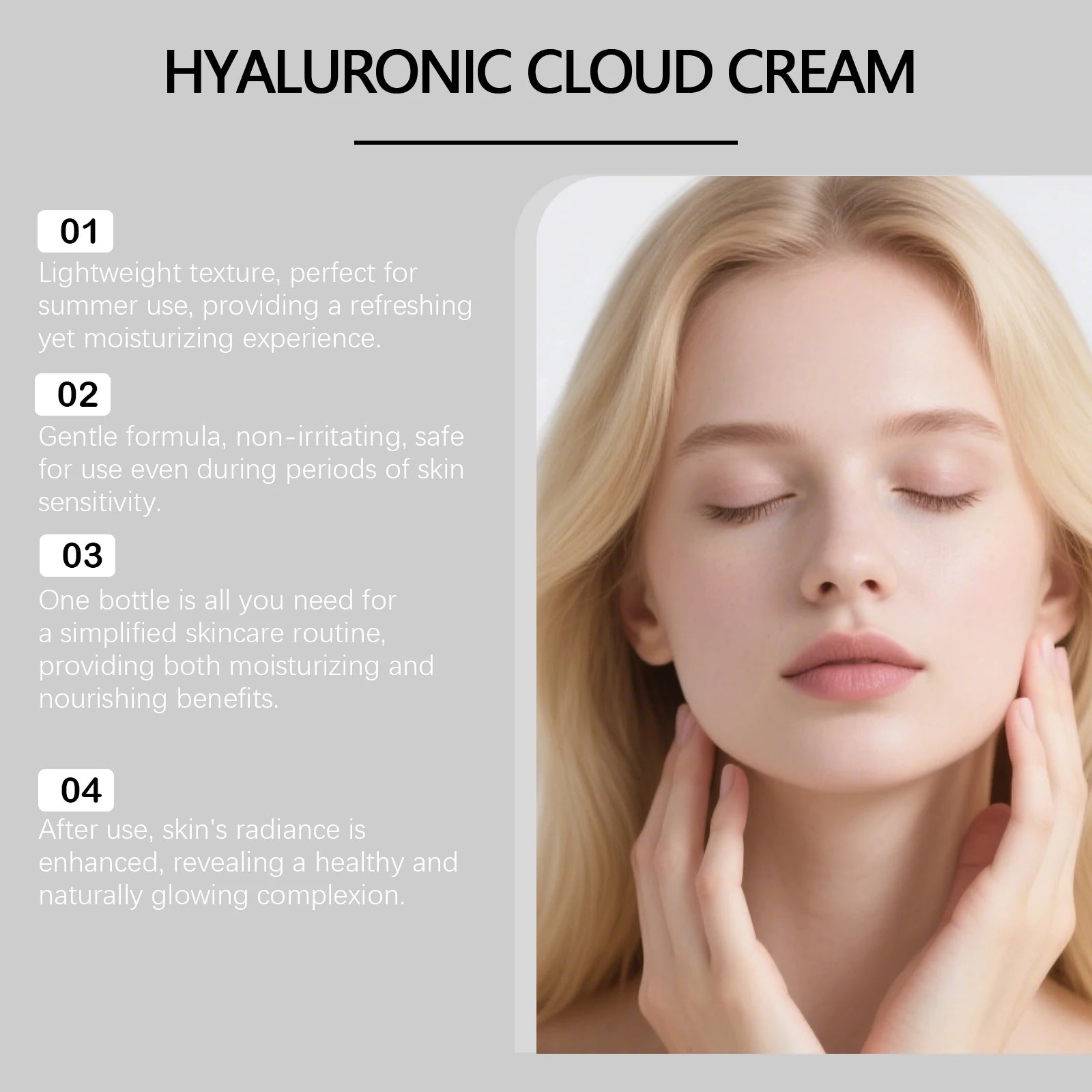 Hyaluronic Cloud Cream Hydrating Non-Greasy Lightweight Tighten Brightening Smoothing Nourishing Makeup Primer Face Cream