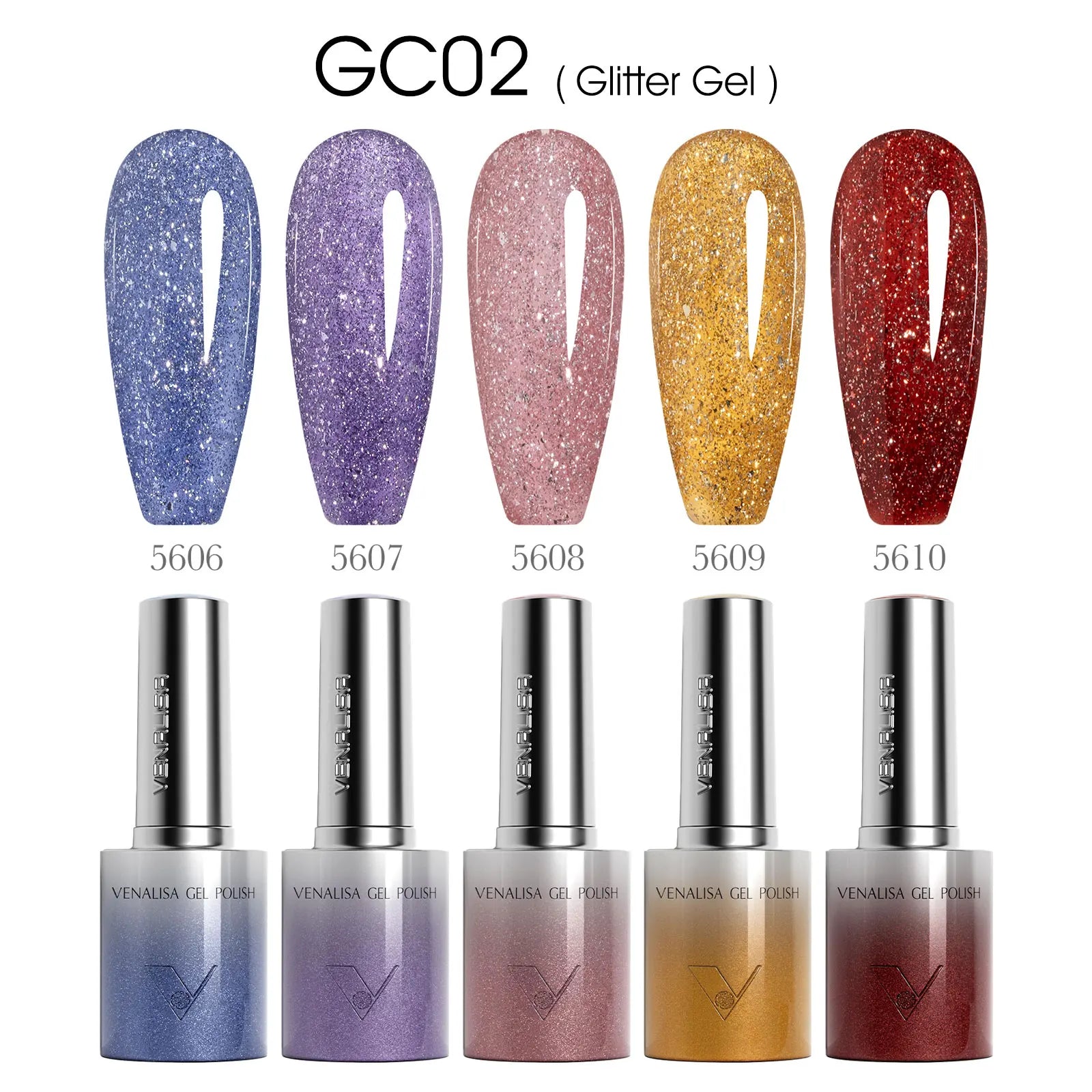 VENALISA 60 Colors TPO/HEMA FREE Glitter Gel Cat Eye Gel Nail Polish UV/LED Soak-Off Gel Polish Manicure DIY Nail Art Christmas